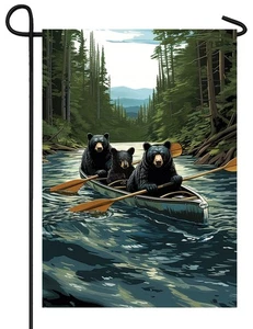 Bear Canoe Garden Flag - Picture 1 of 1