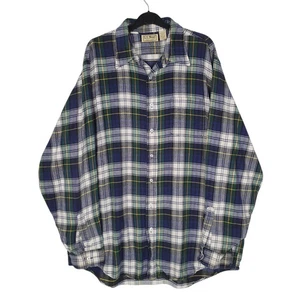 L.L.BEAN blau kariertes Hemd Scotch kariert Flanell Vintage 90er Made in USA lang - Bild 1 von 4