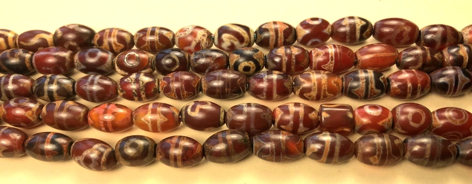 Cuentas de piedra natural ágata tibetana 6,5-8x9-12 mm ovaladas (17-18 piezas) Foto 1 de 1