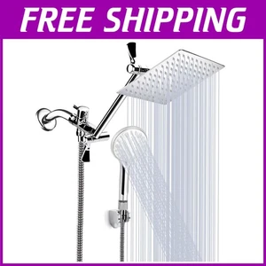 Elegant 10" High-Pressure Rainfall Showerhead with 5ft Hose & Holder for Luxury - Picture 1 of 9