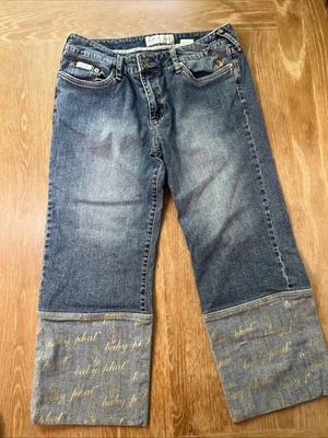 Vintage Baby Phat Cuffed Cropped Gold Logo Capri Pants Women’s Size 13 Jeans - Image 1 of 4