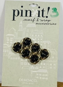 Demdaco Gold mit schwarzen Brads Cluster Damenmode Pin - Bild 1 von 2