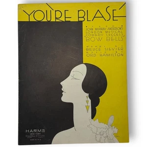 1931 Art Deco Cover, You're Blase From Bow Bells London Musical Vtg Sheet Music - Picture 1 of 2