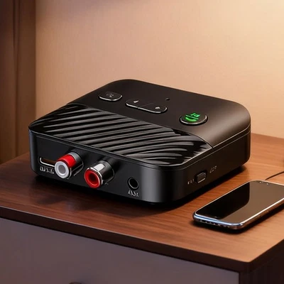 Bluetooth 5.4 Receiver Adapter Wireless 3.5mm AUX to 2 RCA USB Audio Adapter - Image 1 of 4