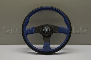 Nardi Twin Line Steering Wheel - 350mm - Black Leather / Blue Perforated Leather - Foto 1 di 4