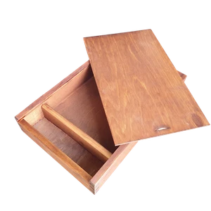 WOODEN BOX WITH SLIDING LID 29CM LONG FOR PHOTOS AND MEMORY STICKS, IN BROWN - Picture 1 of 4