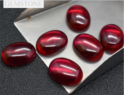 Top quality Oval Cabochon Pigeon Blood Red Ruby Lab-Created AAAA+ Loose Gemstone - Image 1 of 4