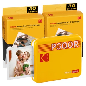 Kodak Mini 3 Retro P300R Portable Photo Printer+60 Sheets Include WirelessYellow - Picture 1 of 1