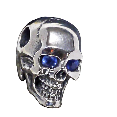 dr. skull Ketten Anhänger 925 Silber echt Saphir Augen Totenkopf Biker Gothik 04 - Bild 1 von 4