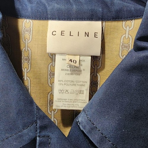 CELINE cappotto doppio trench 40 blu navy donna