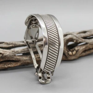 NAVAJO-HAND STAMPED STERLING PONYTAIL HOLDER by KARL NATAANI-NATIVE AMERICAN - Picture 1 of 5