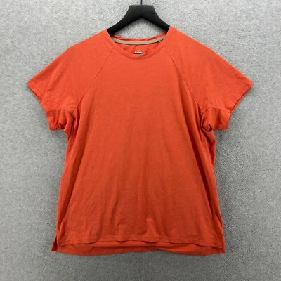 Camisa REI feminina tamanho grande laranja corrida desempenho manga curta caminhada - Imagem 1 de 4