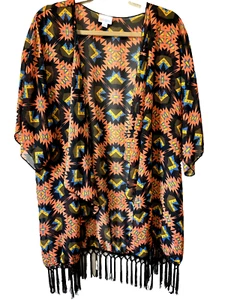 LuLaRoe Monroe grande scialle kimono frangia azteco western boho  - Foto 1 di 6