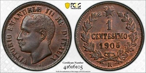 ITALY , 1 CENTESIMO 1905 - PCGS MS 66 BN ( 15B ) , RARE - Picture 1 of 1