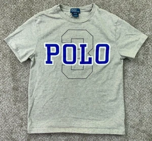 Polo Ralph Lauren Shirt Youth Boys Medium (10/12) Gray Graphic VTG Single Stitch - Picture 1 of 9