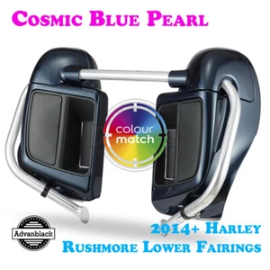 Cosmic Blue Pearl Lower Vented Fairings for 2014+ Harley Touring Electra FLHT - Picture 1 of 12