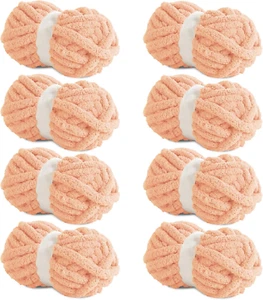 8 Jumbo Pack Chunky Chenille Yarn for Crocheting Knitting Soft Plush 27 Yds 8 Oz - Picture 1 of 12
