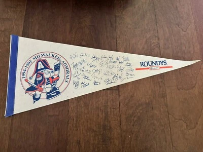 IHL Milwaukee Admirals Vintage Circa 1994-1995 Facsimile Autographed Pennant - Image 1 of 4