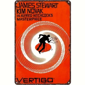 Vintage Hitchcock Film Metal Sign Vertigo 1950s Kim Novak 12"x8" Wall Decor Sign - Picture 1 of 2