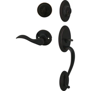 Cosmas 300 Series Oil Rubbed Bronze Entry Door Handleset with 80 Series Lever - Picture 1 of 3
