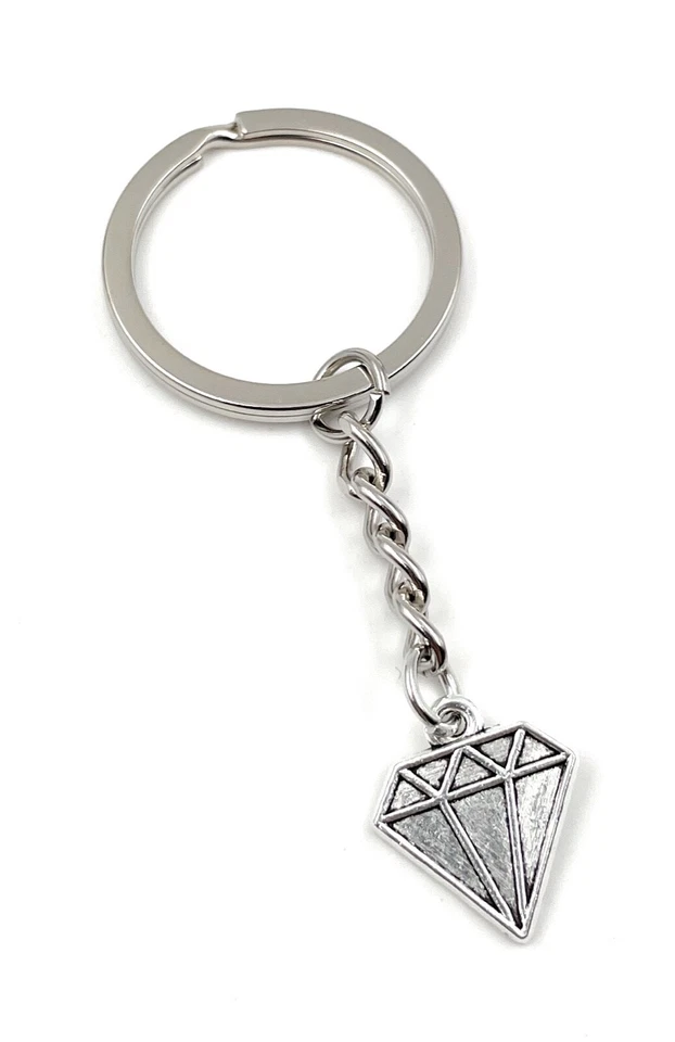 Portachiavi Diamante Pietra Cristallo Argento Metallo Ciondolo Fascino - Immagine 1 di 4