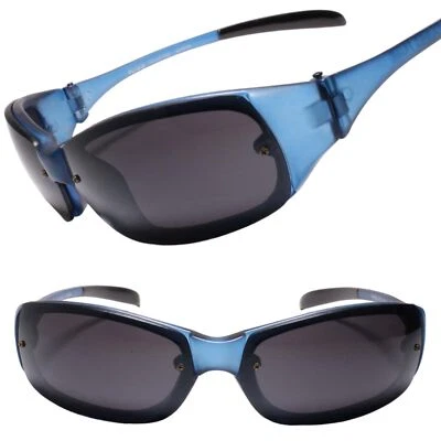 Wrap Shield Motorcycle Riding Biker Lightweight Sporty Matte Blue Sunglasses - Imagem 1 de 3