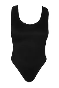 Bar Iii Black Textured High-Cut Cheeky One-Piece Swimsuit M - Picture 1 of 3