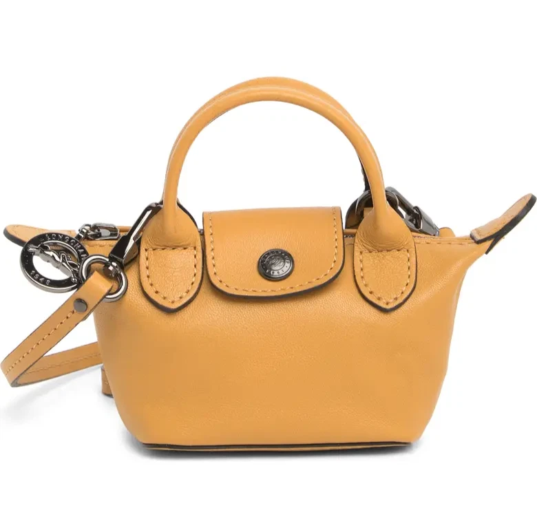 Longchamp Le Pliage Cuir NANO Micro Small Leather Crossbody Bag Tiny Size