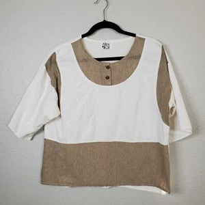 Vintage Alley Cat Top Womens Medium / Large Mixed Media Textured Boxy Burlap - Picture 1 of 7