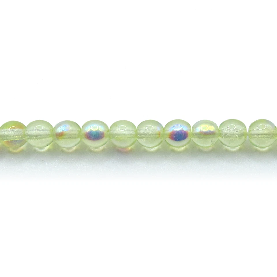 Jonquil Yellow AB - 100 4mm Round Pressed Czech Glass Druk Beads - Image 1 of 1