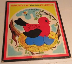 Vintage Rare Playskool Inlaid Plastic Magnetic Puzzle Complete Bird In Nest 7 pc - Picture 1 of 8
