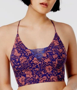 Free People Intimately Lace Detail Bralette Pull On Halter Neck Blue Size M - Picture 1 of 7