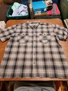 Harley Davidson Men's XL S/S Gray/Blue Embroidered Wing Logo Button Up EUC. VB4 - Picture 1 of 10