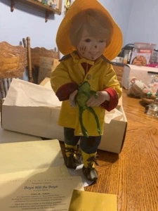 Georgetown Collection Joyce Reavey Mr. Mischief Porcelain Doll w/Rain Coat & Box - Picture 1 of 5