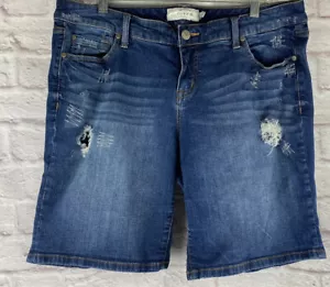Torrid Größe 16 Shorts Jeans Denim Distressed Stretch bestickt lang - Bild 1 von 5