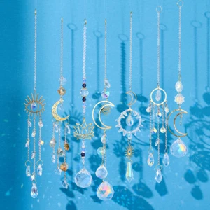 Cristal Atrapassol Prisma Luna Colgante Arco Iris Hecho a Mano Colgante Decoración - Imagen 1 de 17