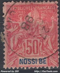 NOSSI BÉ TYPE GROUPE 50c ROSE N°37 AVEC OBLITERATION DU 27/10/1898 - Picture 1 of 2
