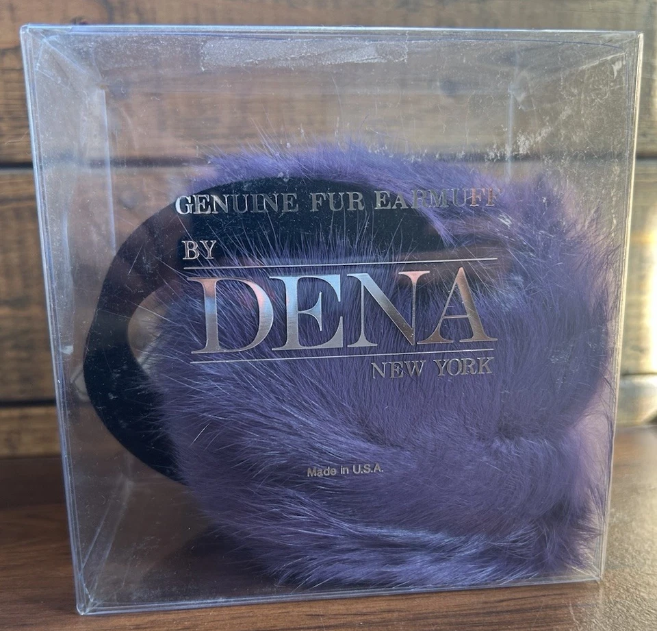 Dena New York Genuine Rabbit Fur Earmuffs. Purple / Burgundy. New. USA - Image 1 of 4