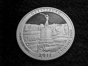 2011 S SILVER GETTYSBURG  QUARTER FROM SILVER PROOF SET - Picture 1 of 2