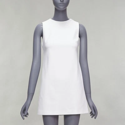 TIBI white cut out back big snap button mini mod shift dress US2 S - Image 1 of 4