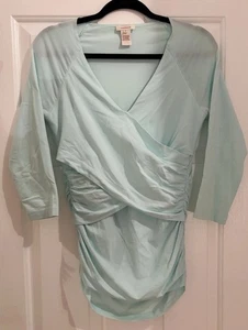 Sundance Aqua Wickel/Kreuz vorne mit 3/4 Ärmeln Baumwolle Top-Medium - Bild 1 von 7