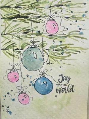 Оригинальная подписанная акварельная картина. Рождественская елка. Причудливый. милый. - Изображение 1 из 2