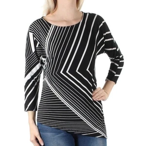 ALFANI Black & White Linear Pattern Asymmetrical Top Women's Size XS - Picture 1 of 6