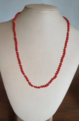 Collana corallo rosso sardegna naturale vintage  50cm - 2mm circa e argento 925 - Immagine 1 di 4
