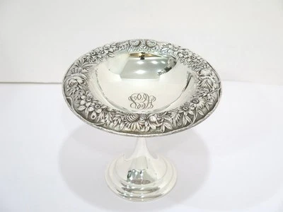 Antiguo cuenco para servir con patas S. Kirk & Son de plata de ley de 7,25" Foto 1 de 4