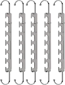 Perchas metalicas ahorro espacio 6 a 9 huecos pack 5 para ropa pesada - Picture 1 of 12
