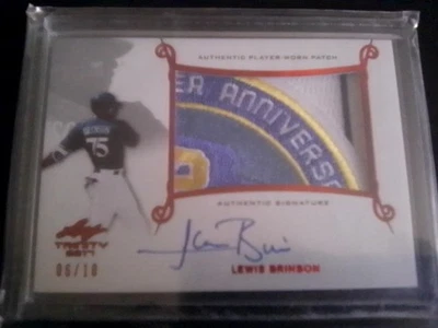 2017 Leaf Trinity Baseball Lewis Brinson Red Patch Auto /10 - Image 1 of 2