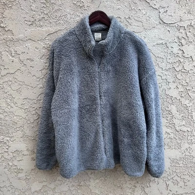 Victoria’s Secret PINK Gray Teddy Fleece Full Zip Jacket Size XL - Image 1 of 4