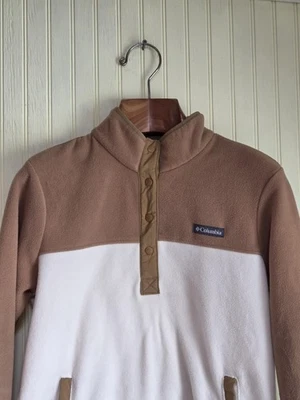 Pullover Columbia Para Hombre Mediano Marrón Blanco Vellón Medio Presión Aire Libre Senderismo Foto 1 de 4