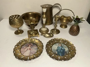 Vintage Brass Lot 11 Pc. Butterfly Frames Candlestick Holders Basket - Picture 1 of 19